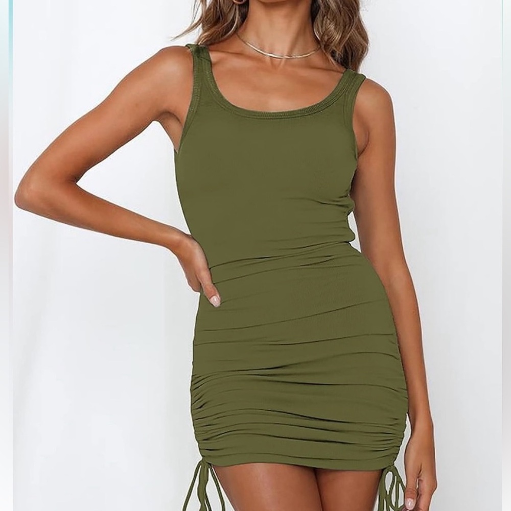 Olive green summer tank dress- size medium (8-10)